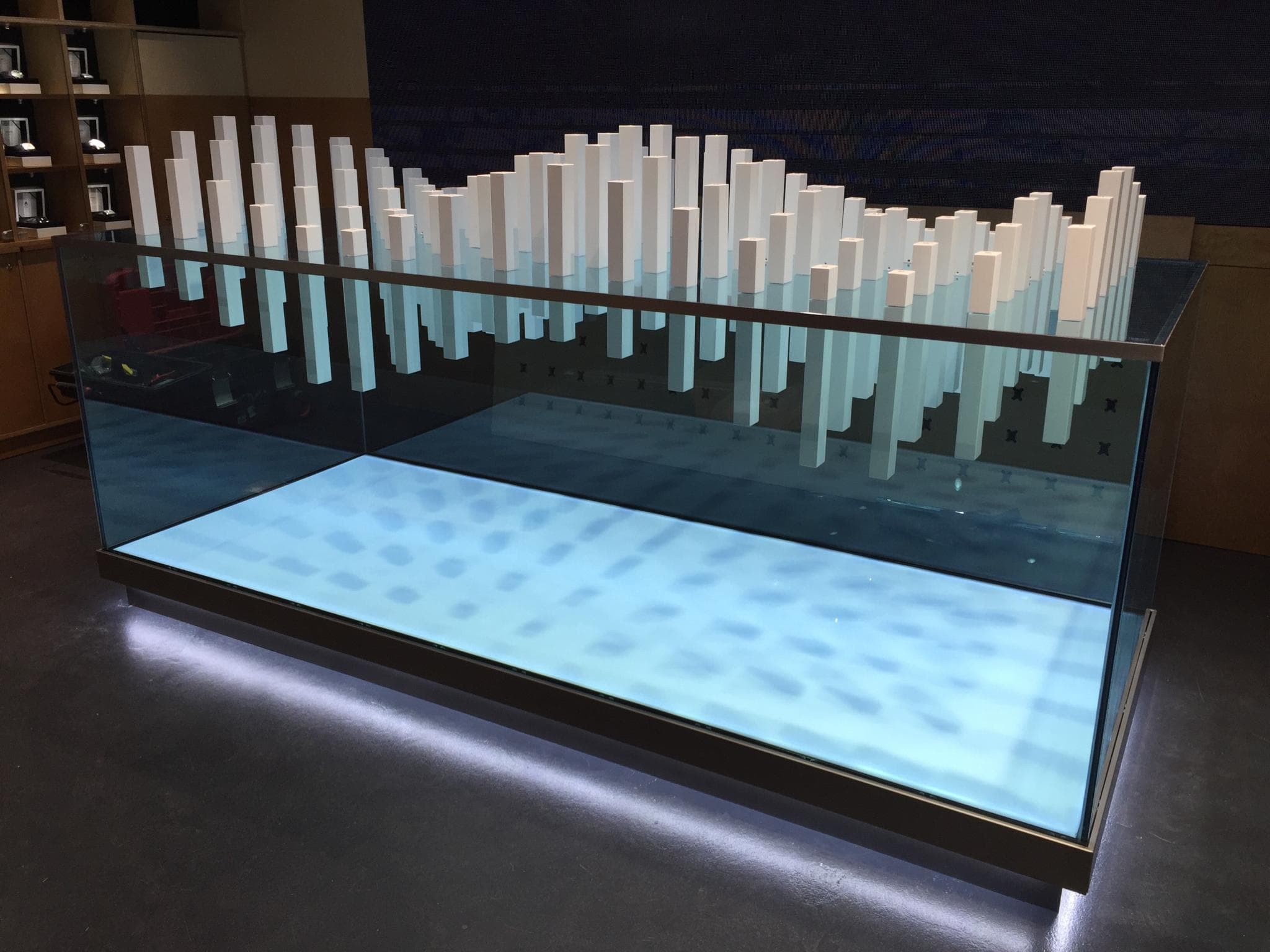 Nixon Watches wave display table - one of two fabricated in Australia